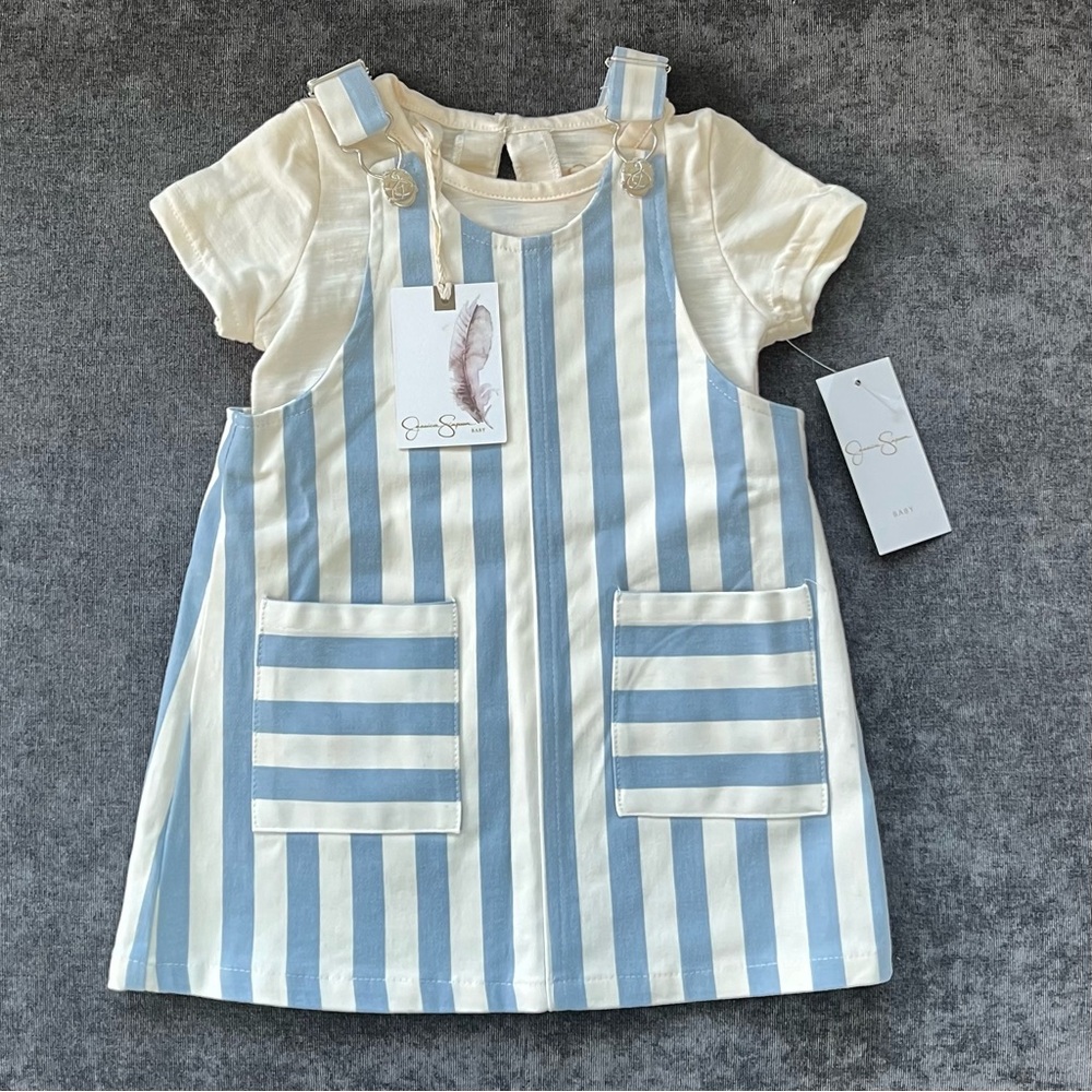 NWT Jessica Simpson Overall Dress Set Size 18 Months